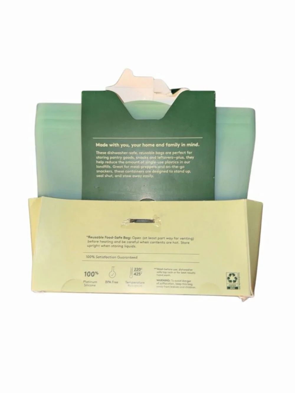 Everspring Reusable Food Safe Zip Sandwich Bag Freezer & Dishwasher Safe